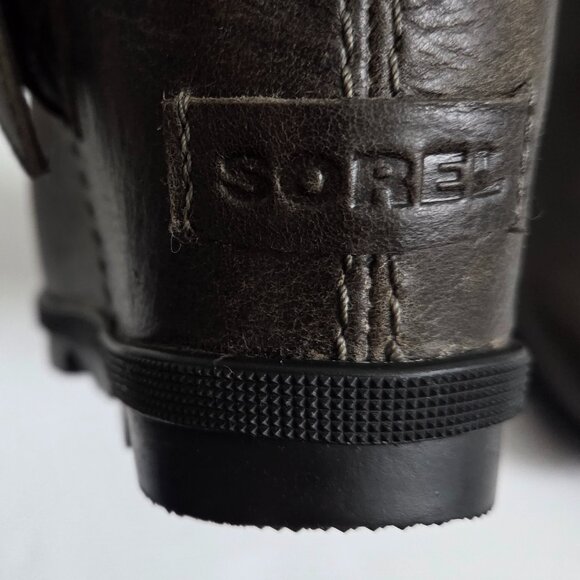 Sorel Joan of Arctic II Wedge Ankle Buckle Bootie Grey/Brown Leather Women 9.5 - Picture 6 of 7